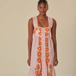 FARM RIO Pink Papaya Salad Maxi Dress NWT